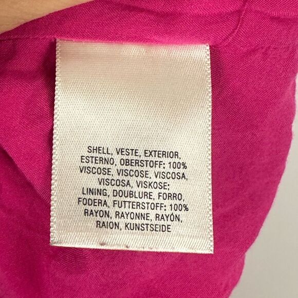 Maeve Pink Resort Faux Wrap Asymmetrical Hem Puff Sleeves Mini Dress Women’s 6 - Picture 3 of 9